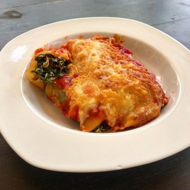 Canelones de espinaca y ricotta