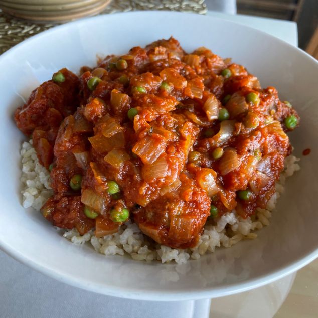 Albóndigas con tomate y cebolla caramelizada batch cooking